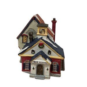 Vtg Lemax Dickensvale Olde School Building w Bell Christmas Village House 1993